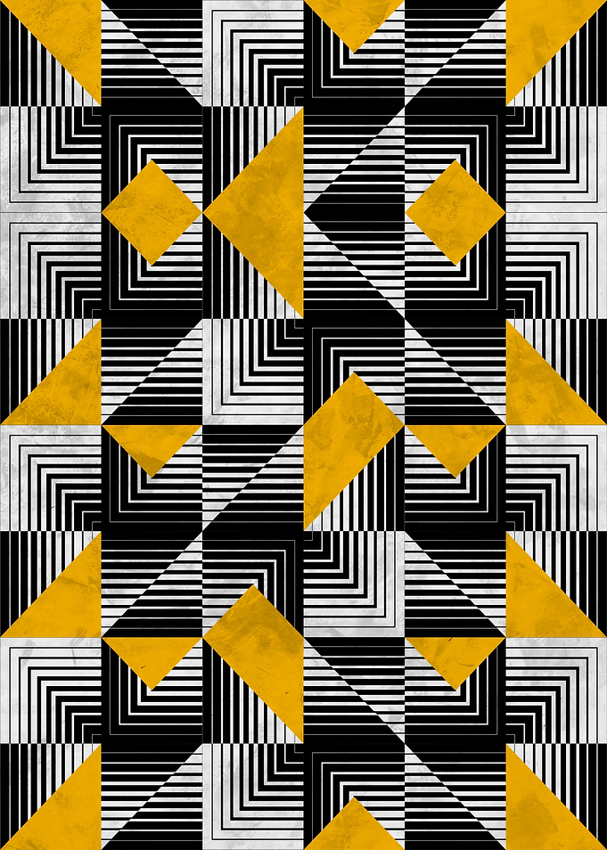 Geometric Abstract Pattern with Yellow Triangles