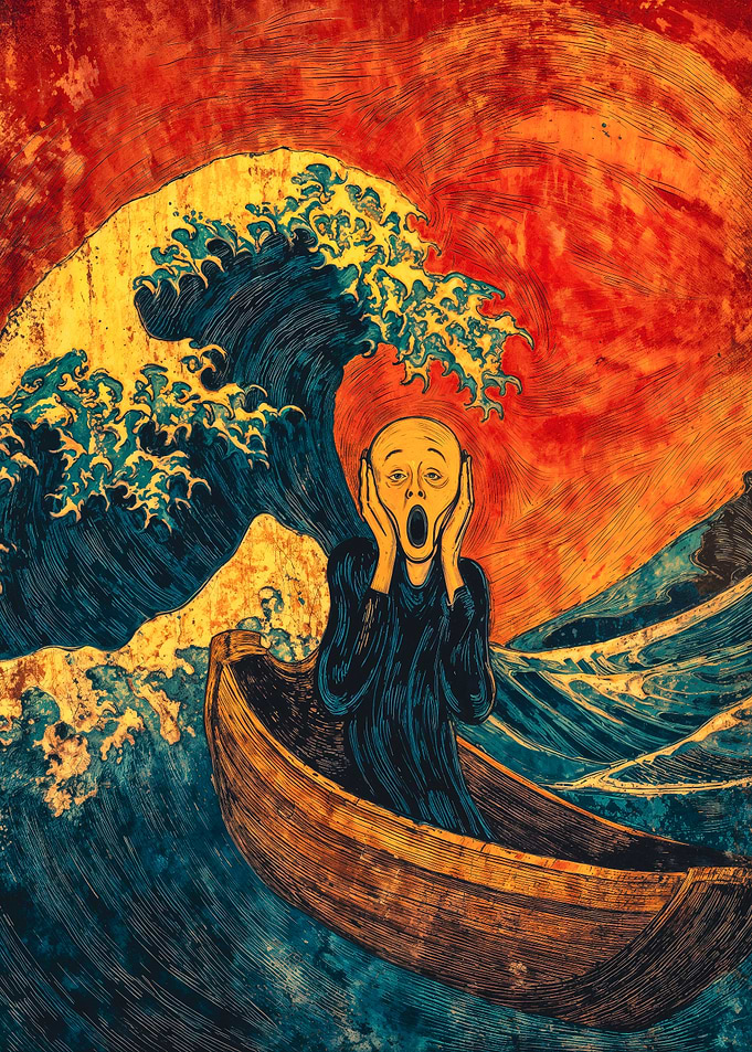 The Scream meets The Great Wave