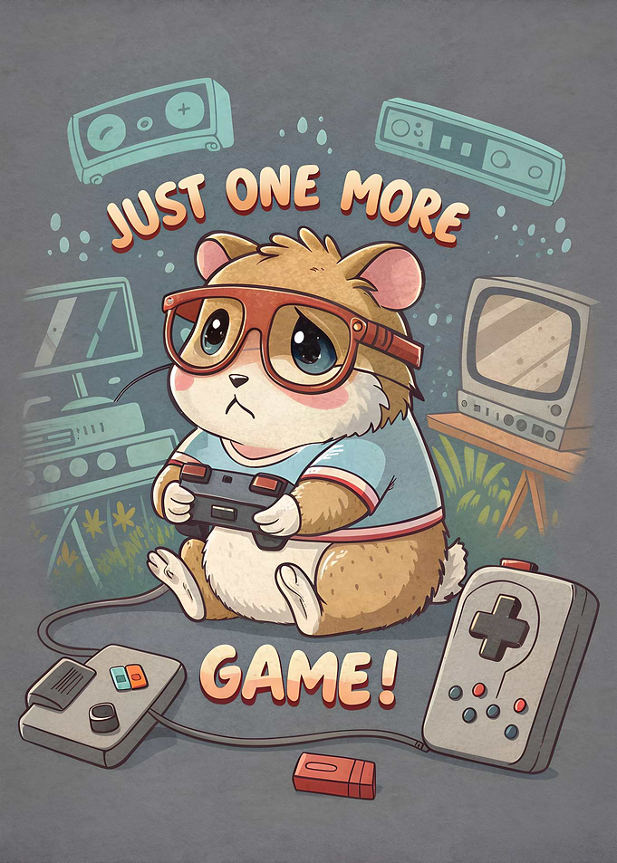 Sad Hamster Playing Video Games