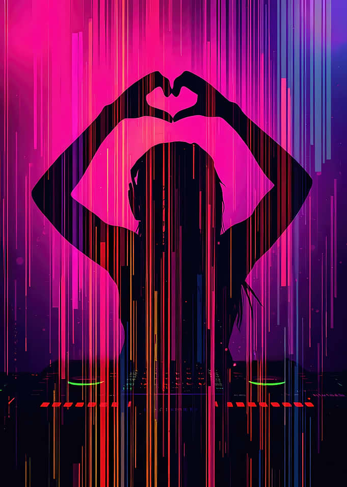 DJ silhouette making heart shape