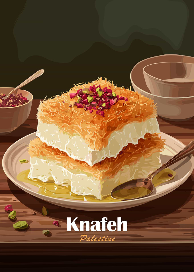 Knafeh dessert with pistachios