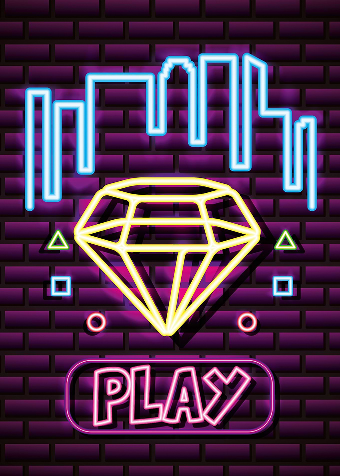Neon Diamond Play Button
