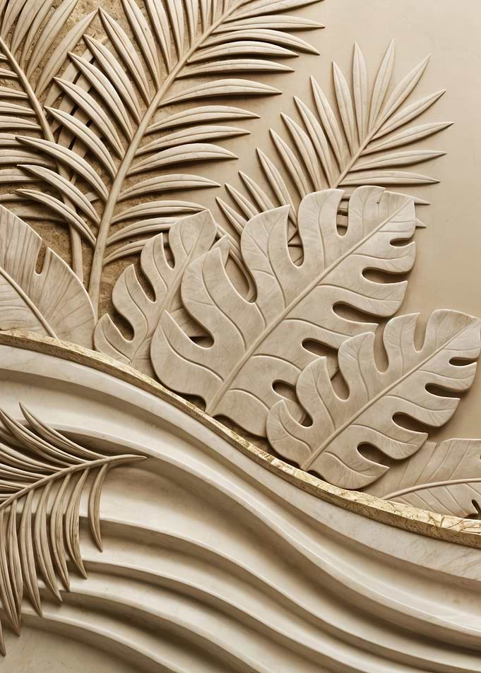 Tropical Leaf Relief Carving
