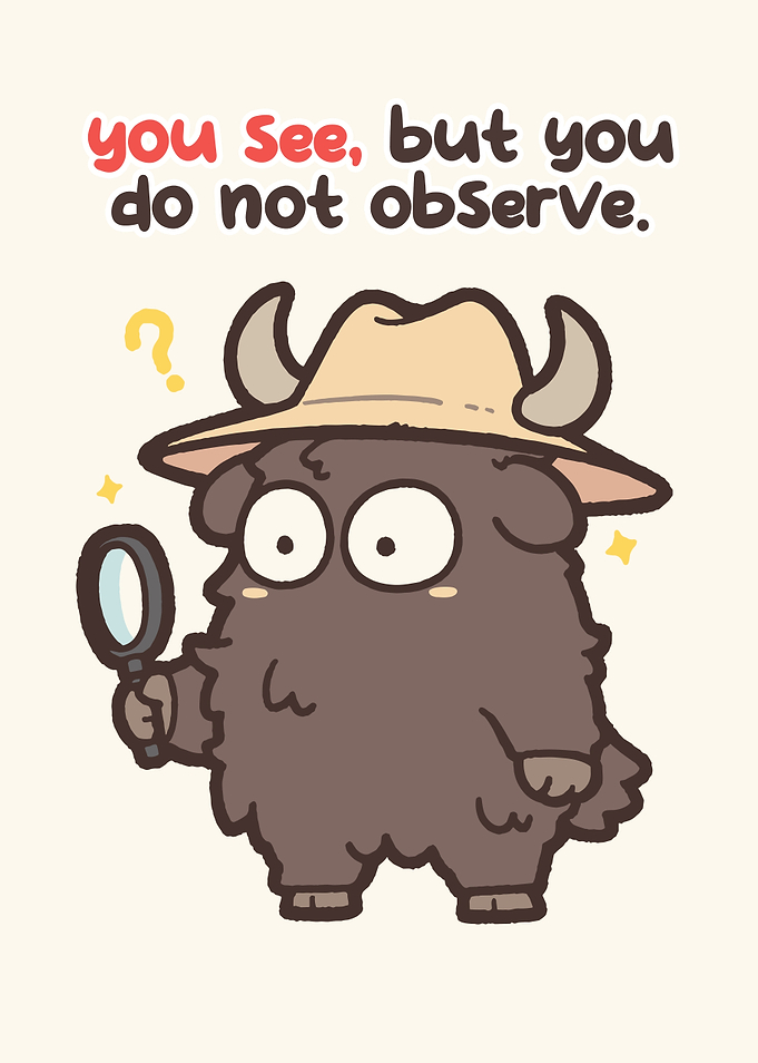 Cute Buffalo Detective with Magnifying Glass
