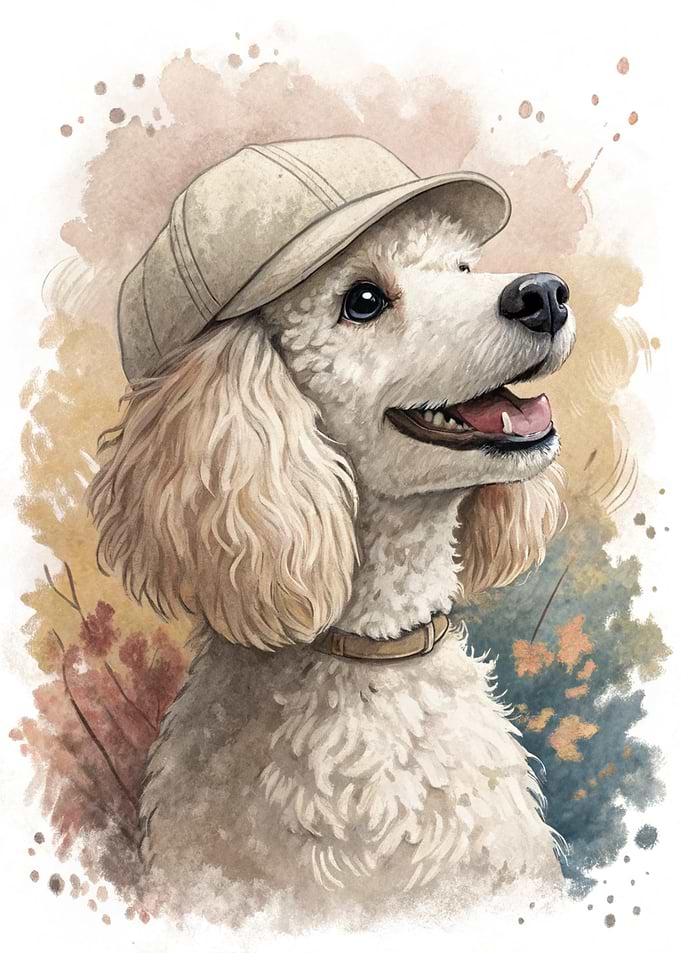 Poodle Wearing a Cap