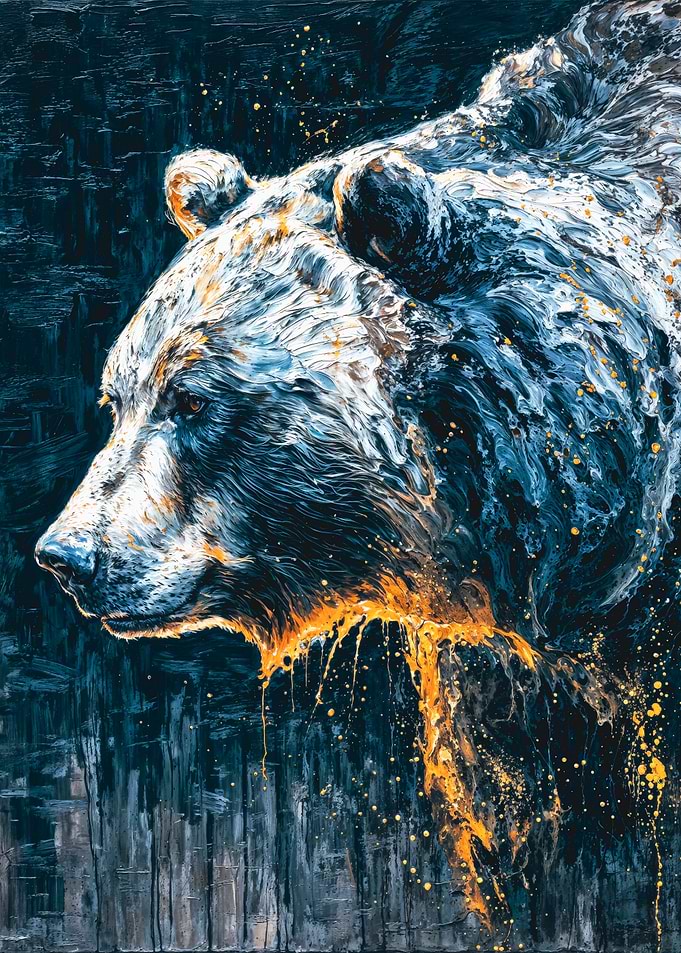 Majestic Bear Abstract Impasto Painting