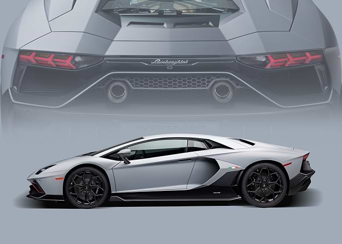 Silver Lamborghini Aventador Side View