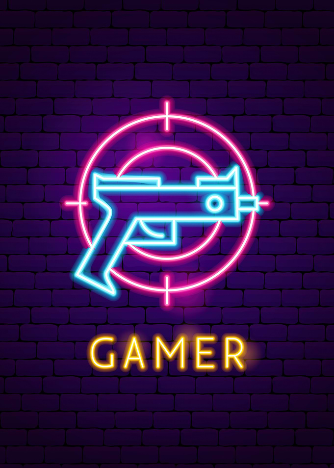 Neon Gamer Gun Sign