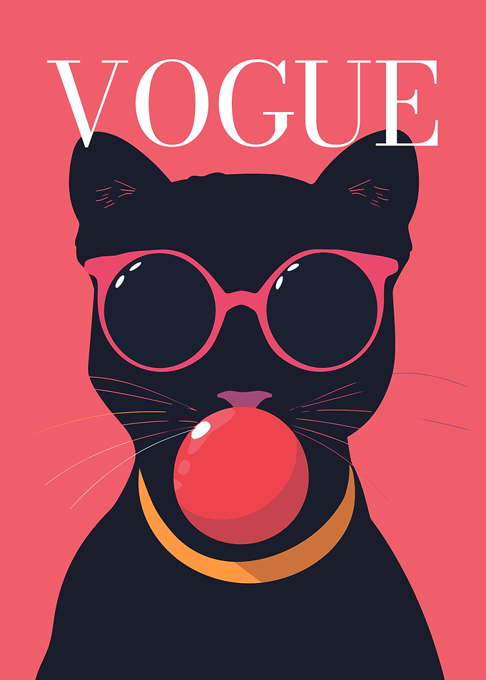 Vogue Cat with Sunglasses and Bubblegum