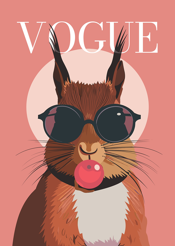 Vogue Squirrel with Sunglasses and Bubblegum