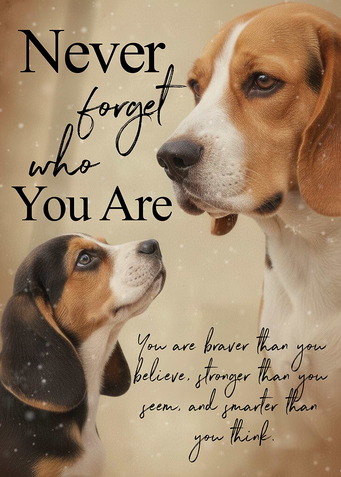Beagle dogs with inspirational quote
