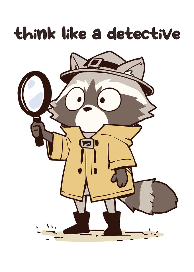 Raccoon Detective with Magnifying Glass