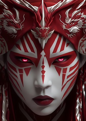 Warrior with Dragon Headdress and Face Paint