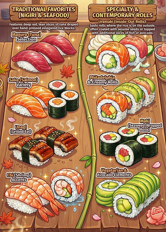 Assortment of Sushi and Rolls