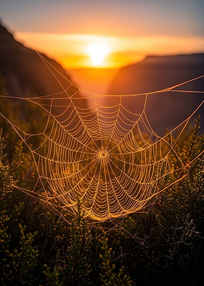 Spiderweb at Sunrise
