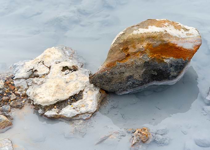 Rocks in mineral water
