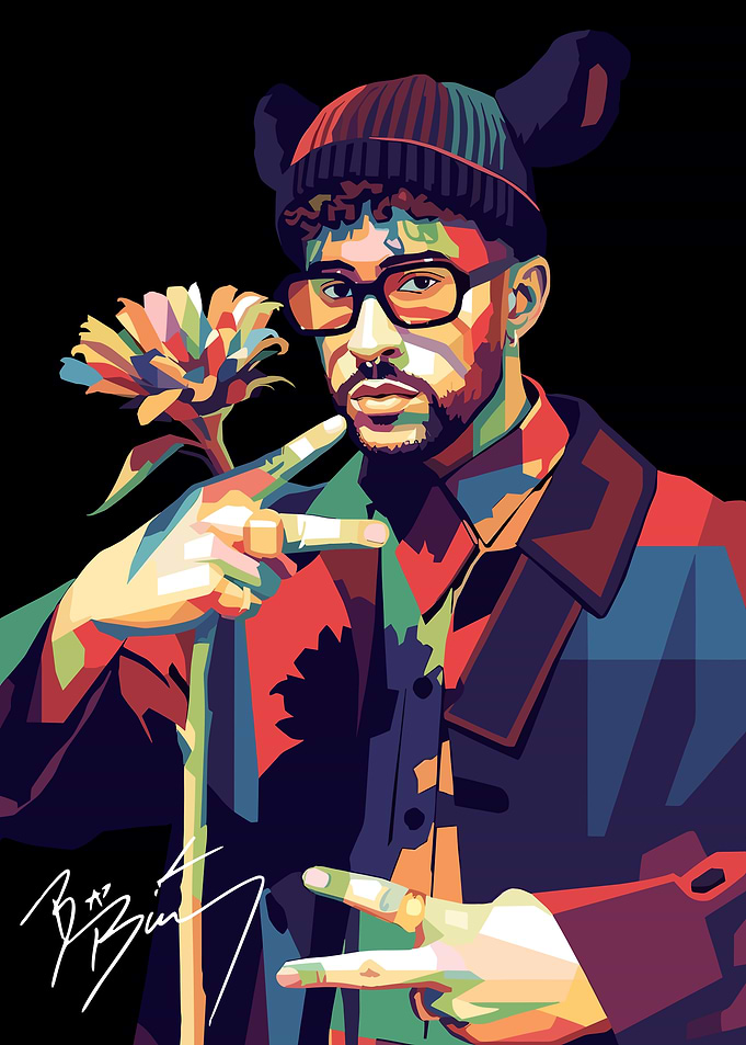 Bad Bunny Pop Art Portrait