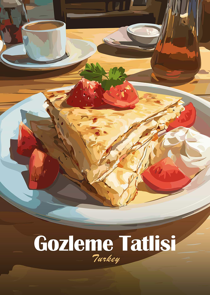 Gozleme Tatlisi with Strawberries and Cream