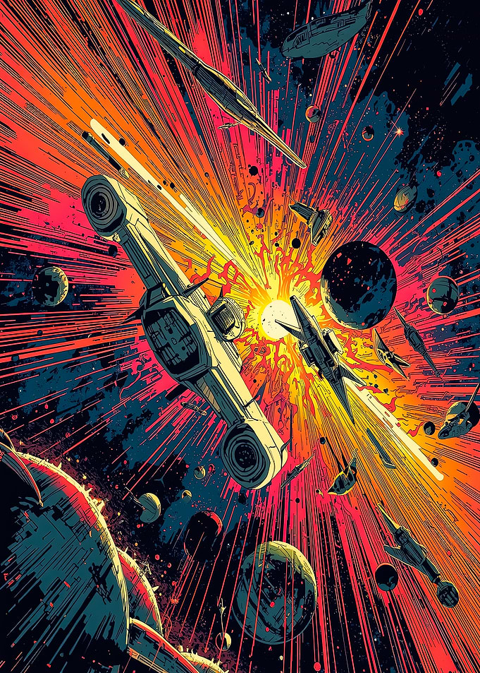 Explosion in Space with Spaceships