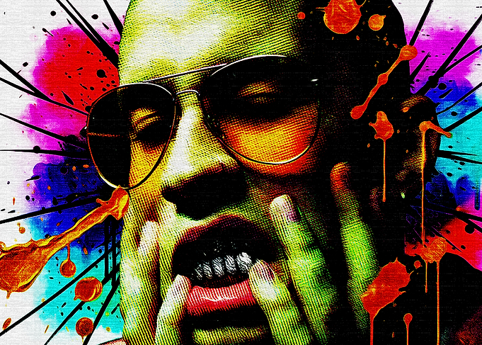 Man with Sunglasses and Paint Splatter