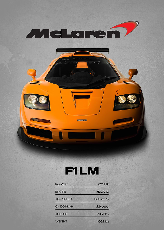 McLaren F1 LM Car Poster