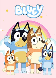 Bluey Family with Rainbow