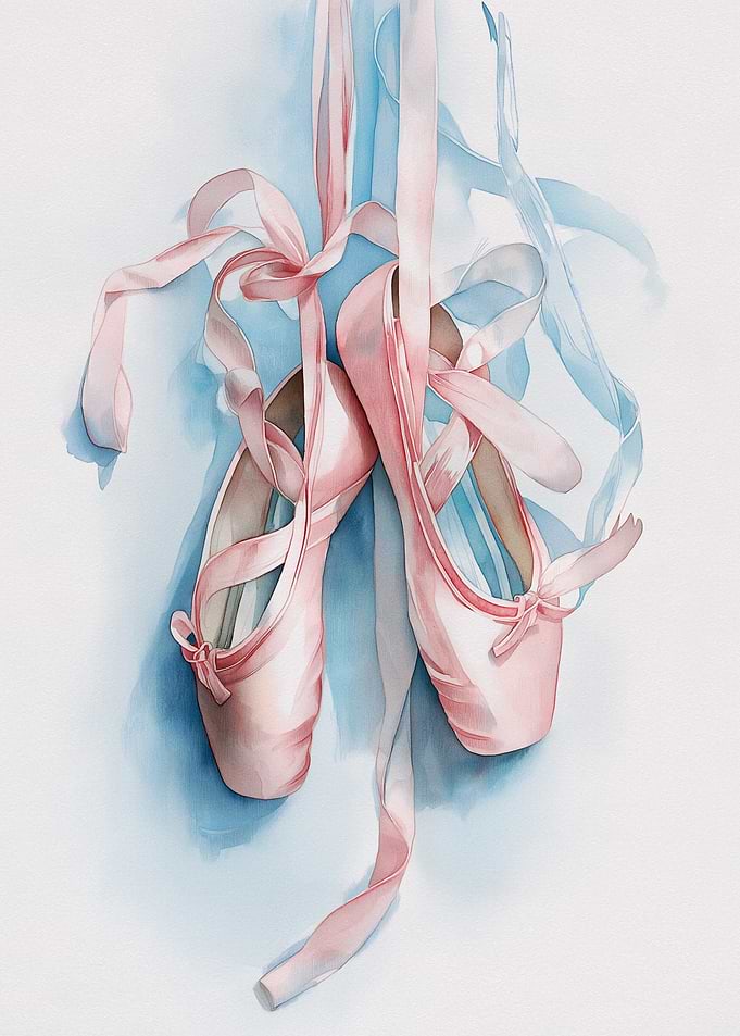 Pink Ballet Slippers with Ribbons