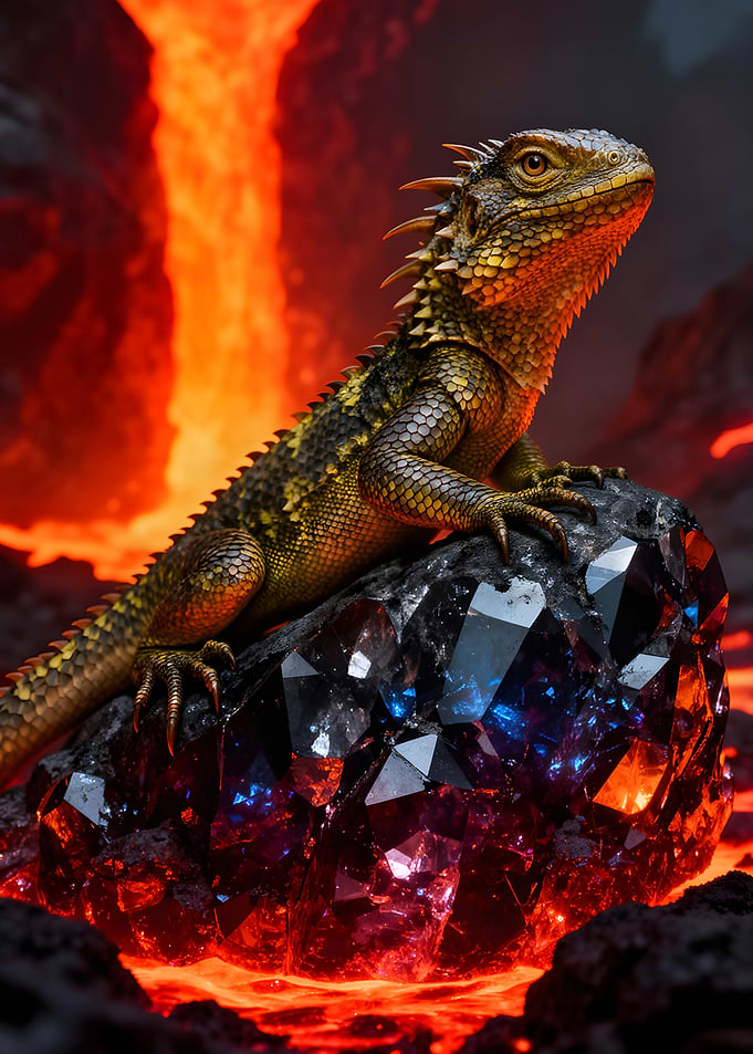 Lizard on Lava Crystals