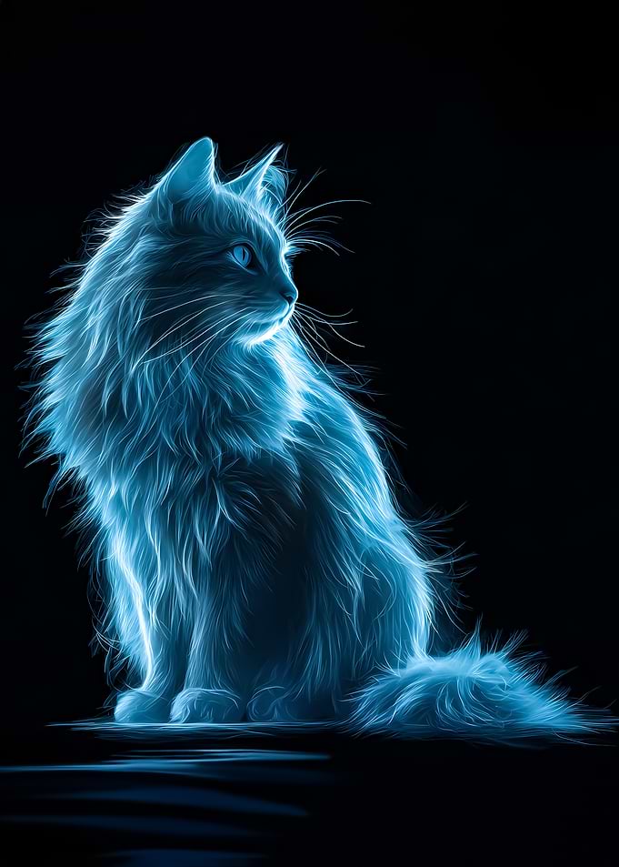 Glowing Blue Cat
