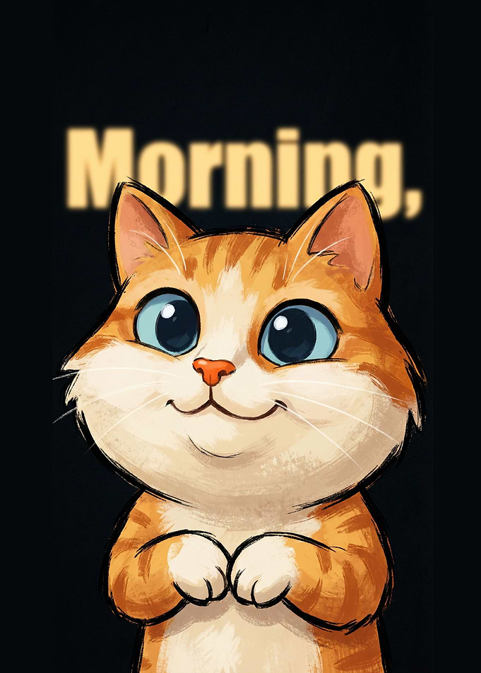 Cute Cat Saying Morning