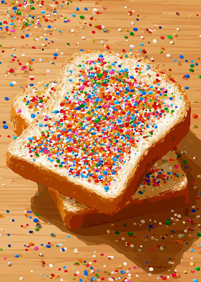 Fairy Bread Slices on Wooden Table