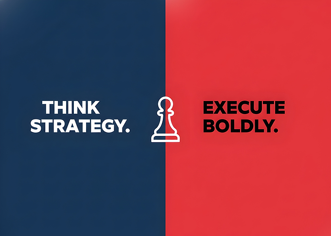 Think Strategy Execute Boldly Chess Pawn Motivational