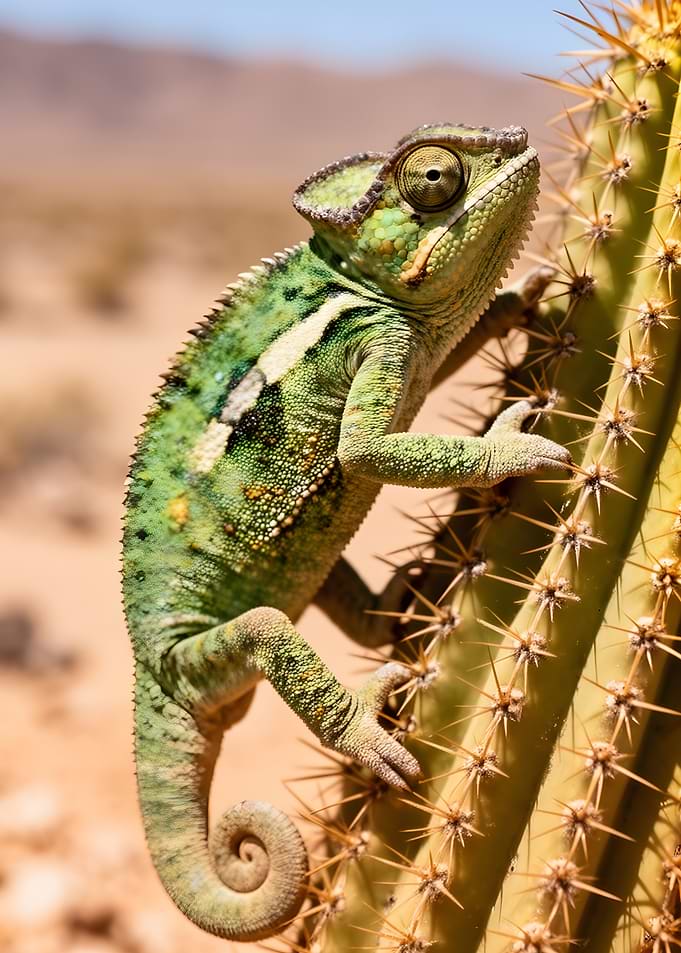 Chameleon on a Cactus