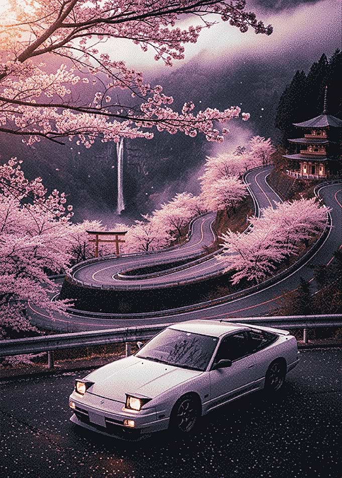 Sports Car on a Scenic Mountain Road