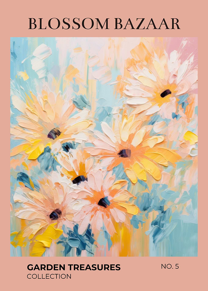 Blossom Bazaar Garden Treasures | Golden Daisies Watercolor Floral Poster