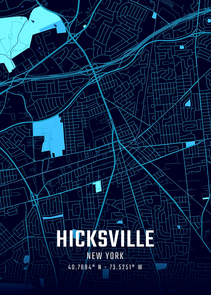 Hicksville New York Midnight City Map