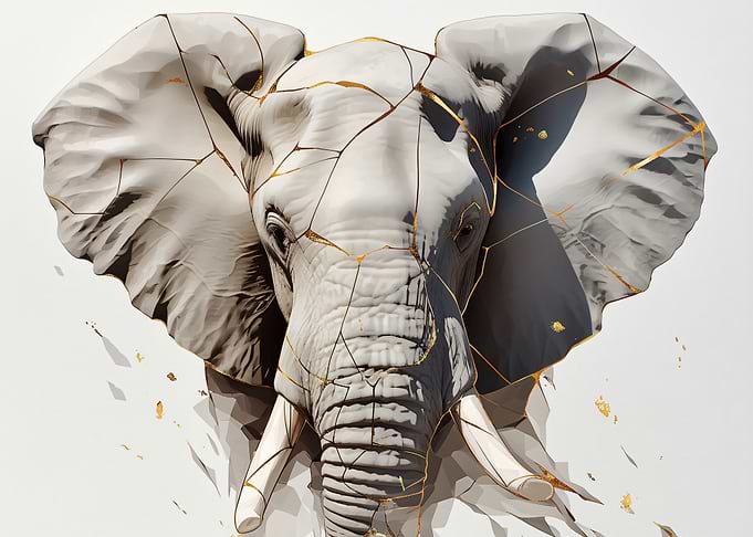 Kintsugi Elephant Portrait