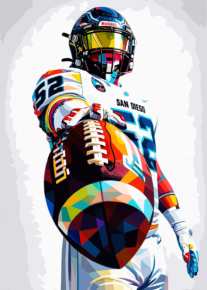 Football Player with Colorful Ball