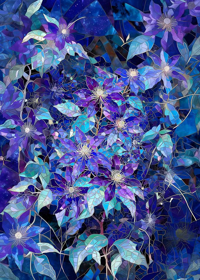 Mosaic Clematis Flowers