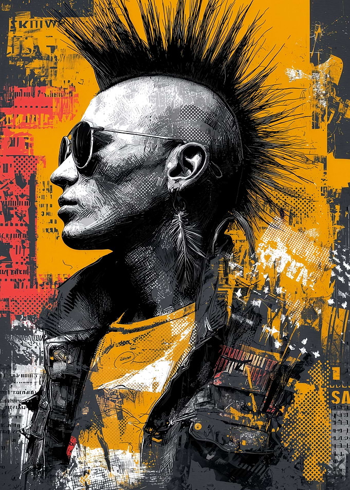 Punk Rocker with Mohawk and Sunglasses