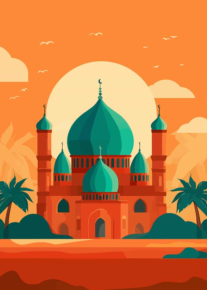 Islamic Mosque Sunset Ramadan Wall Art