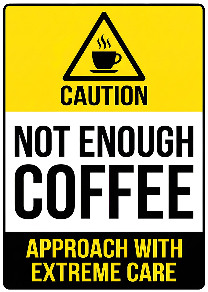Not Enough Coffee Caution Sign