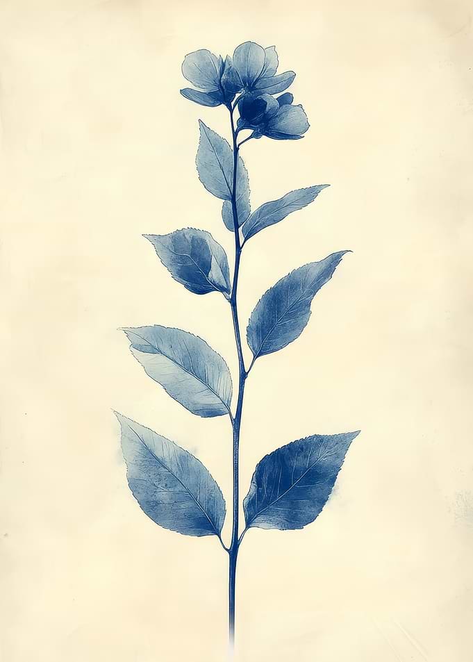 Blue Jasmine Flower Botanical Illustration | Botanical Wall Art