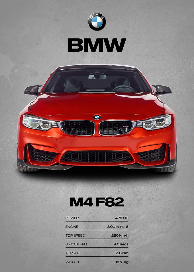 BMW M4 F82 Car Poster