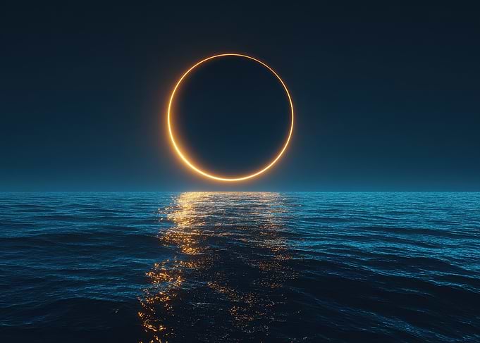 Glowing Ring Over Ocean
