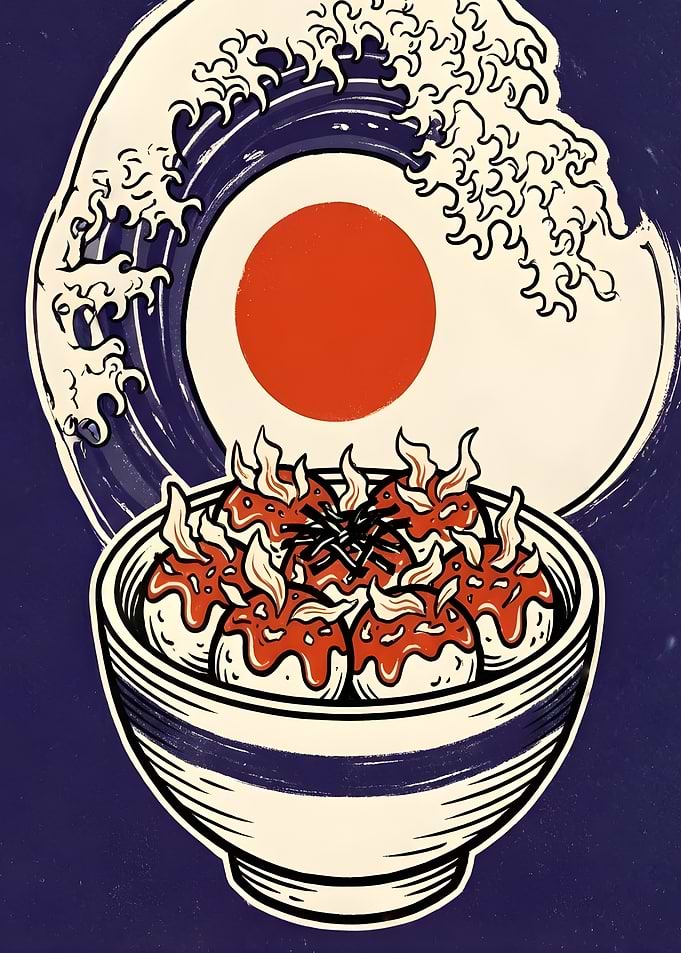 Japanese Food and Wave Art