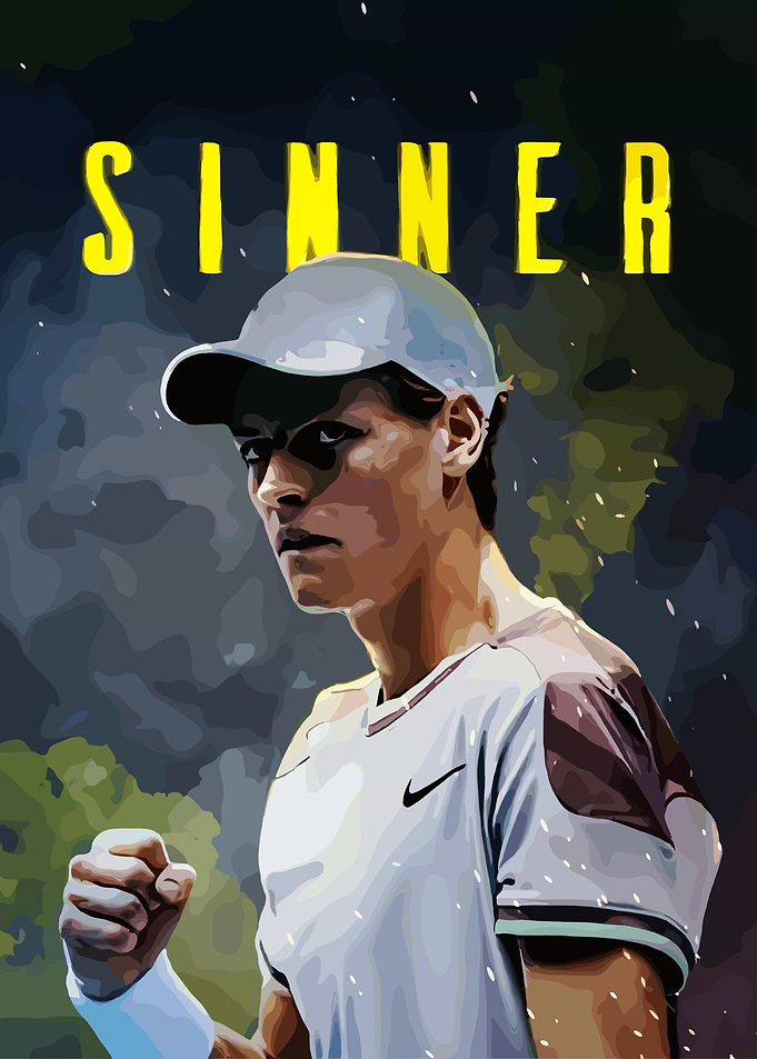 Tennis Player Sinner with Fist Pump