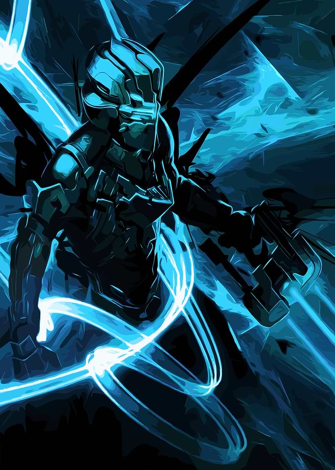Isaac Clarke in Neon Blue