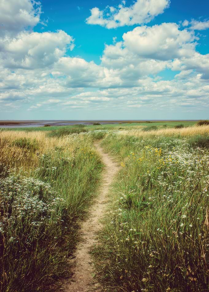 Path through a Wildflower Meadow to the Sea