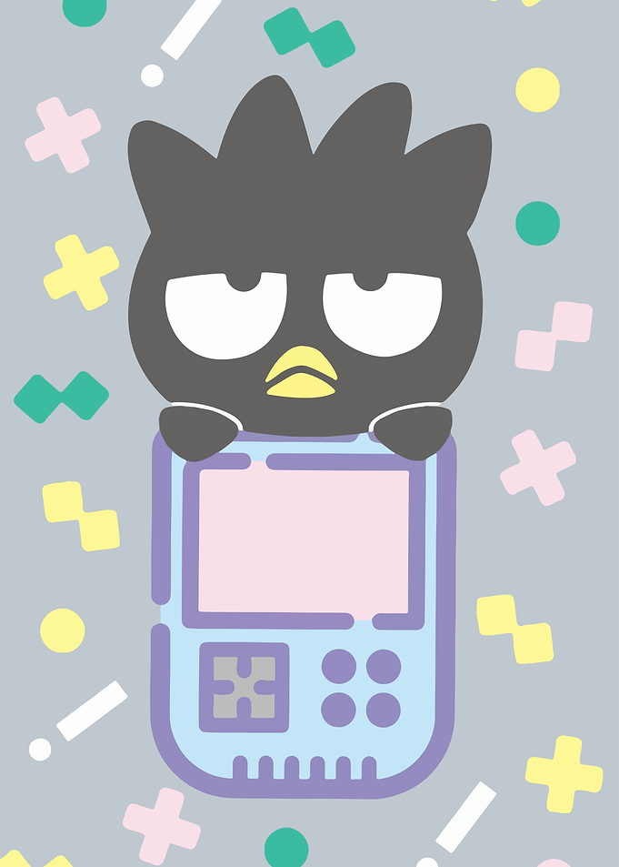 Badtz-Maru with a Game Console